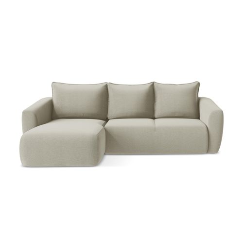 Canapé D’angle 3 Places Gauche Convertible Guava En Tissu Texturé Beige Clair