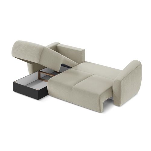 Canapé D’angle 3 Places Gauche Convertible Guava En Tissu Texturé Beige Clair