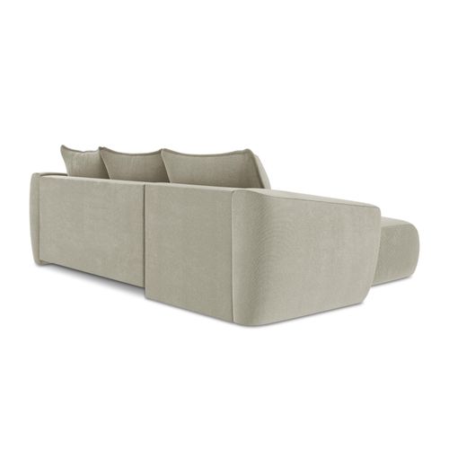 Canapé D’angle 3 Places Gauche Convertible Guava En Tissu Texturé Beige Clair