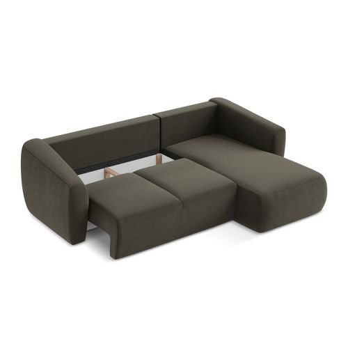 Canapé D'angle Droit Convertible Guava En Tissu Texturé Taupe