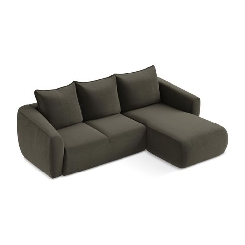 Canapé D'angle Droit Convertible Guava En Tissu Texturé Taupe