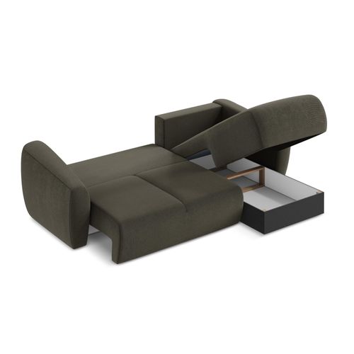 Canapé D'angle Droit Convertible Guava En Tissu Texturé Taupe