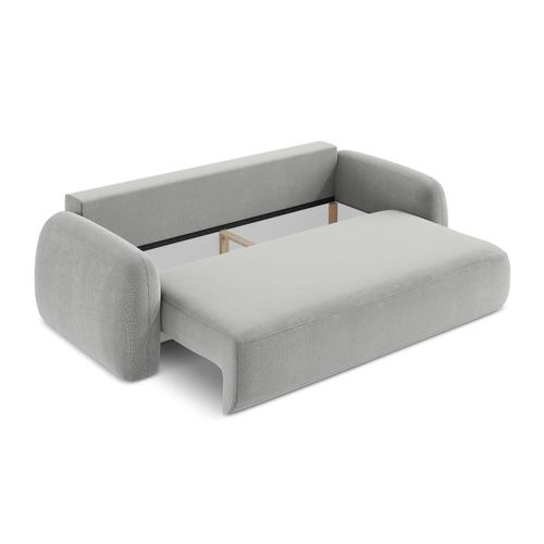 Canapé 3 Places Convertible Hale En Tissu Texturé Gris Clair