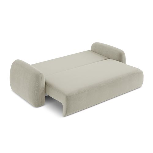 Canapé 3 Places Convertible Hale En Tissu Texturé Beige Clair