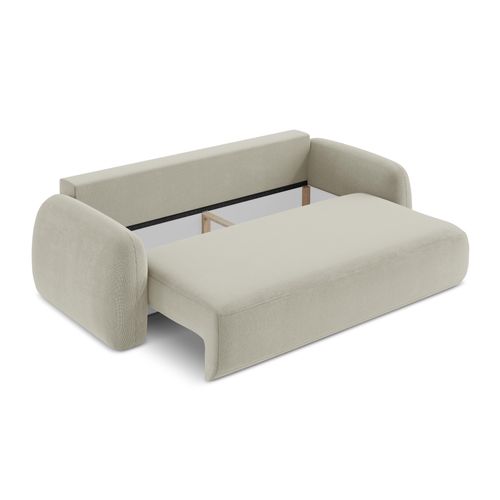 Canapé 3 Places Convertible Hale En Tissu Texturé Beige Clair