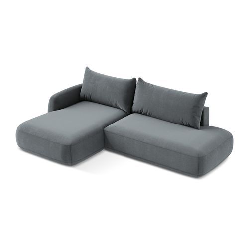 Canapé D’angle 3 Places Gauche Convertible Hale En Tissu Texturé Jeans