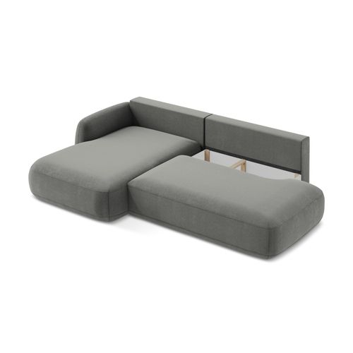 Canapé D’angle 3 Places Gauche Convertible Hale En Tissu Texturé Gris