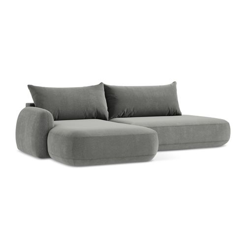 Canapé D’angle 3 Places Gauche Convertible Hale En Tissu Texturé Gris