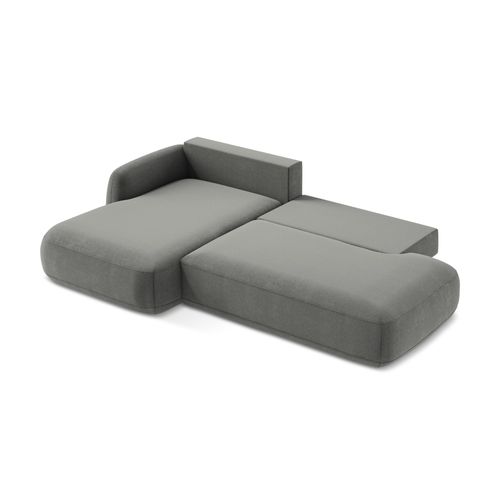 Canapé D’angle 3 Places Gauche Convertible Hale En Tissu Texturé Gris