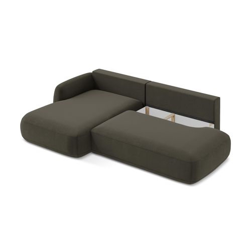 Canapé D’angle 3 Places Gauche Convertible Hale En Tissu Texturé Taupe