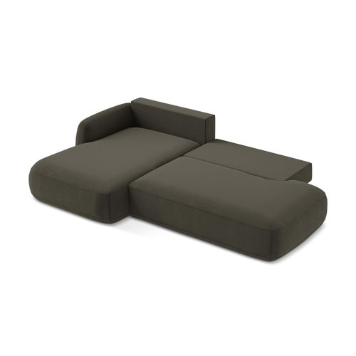 Canapé D’angle 3 Places Gauche Convertible Hale En Tissu Texturé Taupe