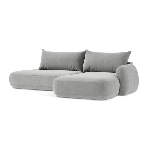 Canapé D'angle Droit Convertible Hale En Tissu Texturé Gris Clair
