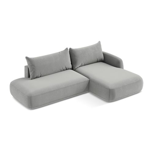 Canapé D'angle Droit Convertible Hale En Tissu Texturé Gris Clair