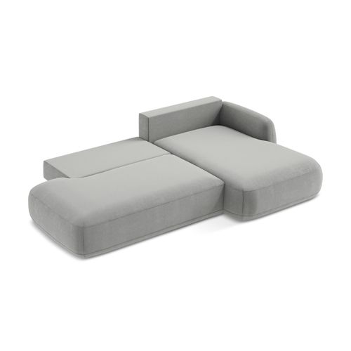 Canapé D'angle Droit Convertible Hale En Tissu Texturé Gris Clair
