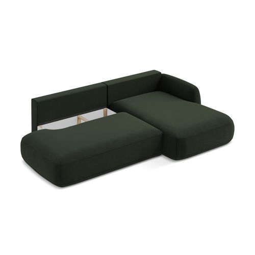 Canapé D'angle Droit Convertible Hale En Tissu Texturé Bouteille Verte
