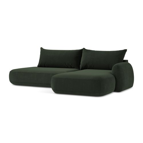 Canapé D'angle Droit Convertible Hale En Tissu Texturé Bouteille Verte