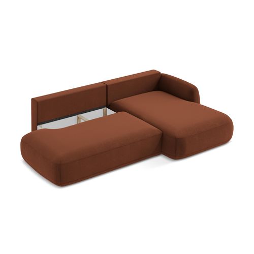 Canapé D'angle Droit Convertible Hale En Tissu Texturé Terre Cuite