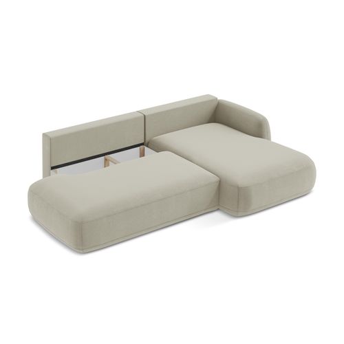 Canapé D'angle Droit Convertible Hale En Tissu Texturé Beige Clair