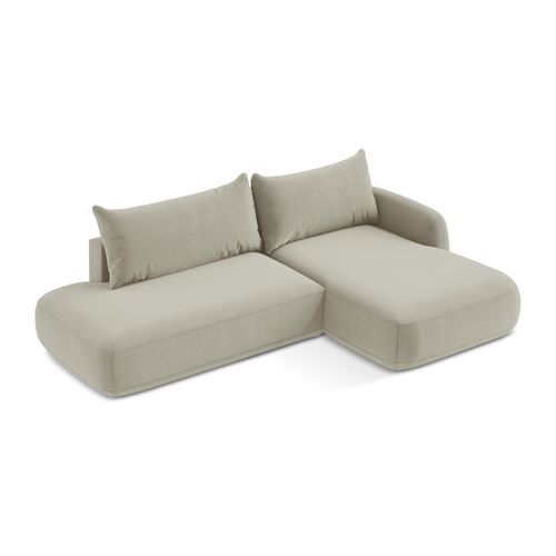 Canapé D'angle Droit Convertible Hale En Tissu Texturé Beige Clair