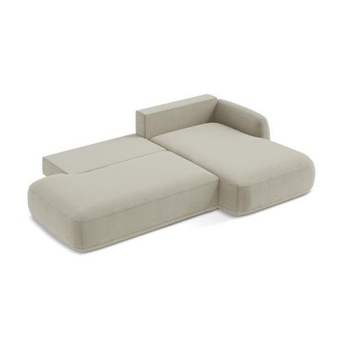 Canapé D'angle Droit Convertible Hale En Tissu Texturé Beige Clair