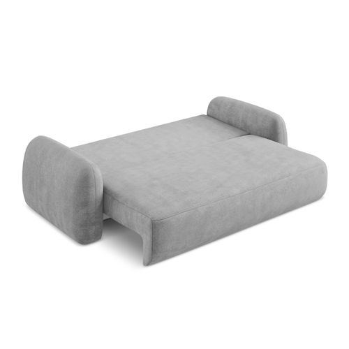 Canapé 3 Places Convertible Hale En Tissu Chenille Gris Clair