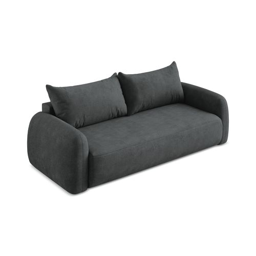 Canapé 3 Places Convertible Hale En Tissu Chenille Gris Foncé