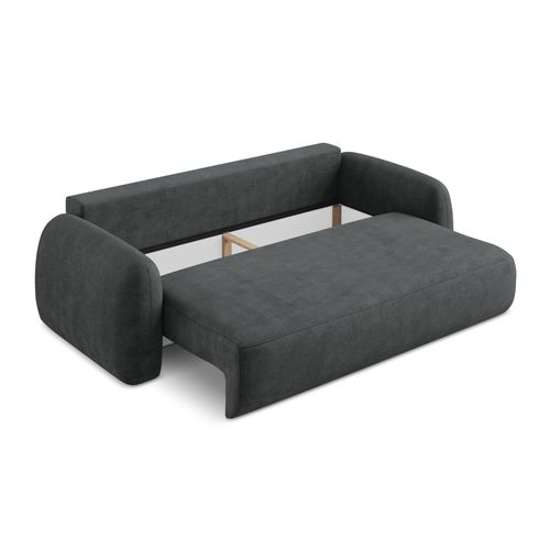 Canapé 3 Places Convertible Hale En Tissu Chenille Gris Foncé