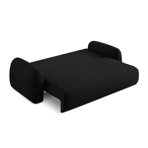 Canapé 3 Places Convertible Hale En Tissu Chenille Noir