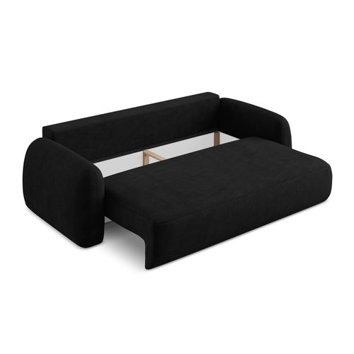 Canapé 3 Places Convertible Hale En Tissu Chenille Noir