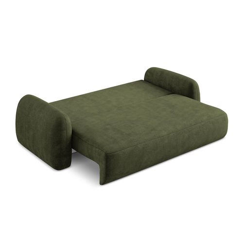 Canapé 3 Places Convertible Hale En Tissu Chenille Olive