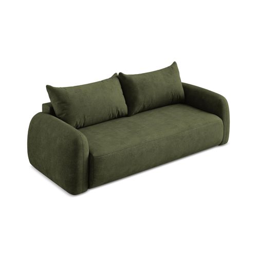 Canapé 3 Places Convertible Hale En Tissu Chenille Olive