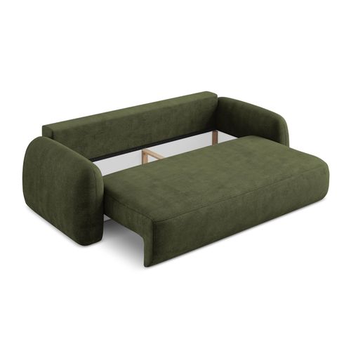 Canapé 3 Places Convertible Hale En Tissu Chenille Olive