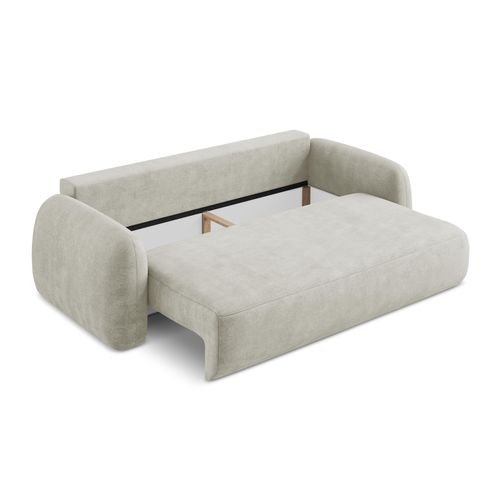 Canapé 3 Places Convertible Hale En Tissu Chenille Perle