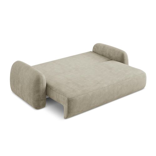 Canapé 3 Places Convertible Hale En Tissu Chenille Beige