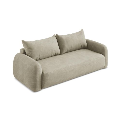 Canapé 3 Places Convertible Hale En Tissu Chenille Beige