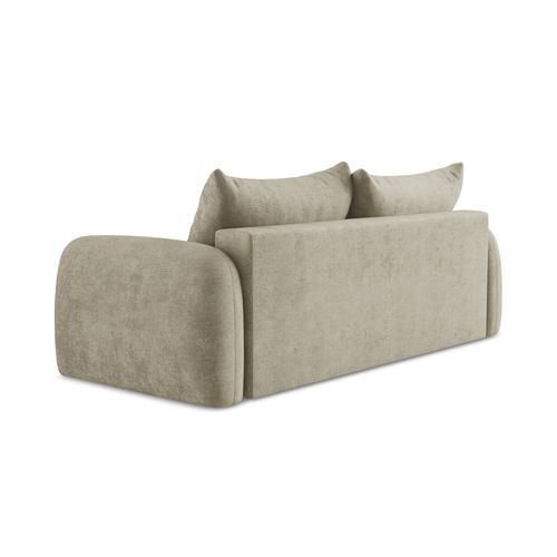 Canapé 3 Places Convertible Hale En Tissu Chenille Beige