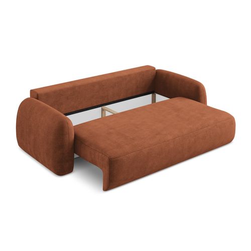 Canapé 3 Places Convertible Hale En Tissu Chenille Terre Cuite