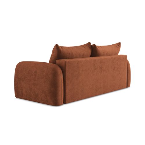 Canapé 3 Places Convertible Hale En Tissu Chenille Terre Cuite