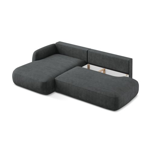 Canapé D’angle 3 Places Gauche Convertible Hale En Tissu Chenille Gris Foncé