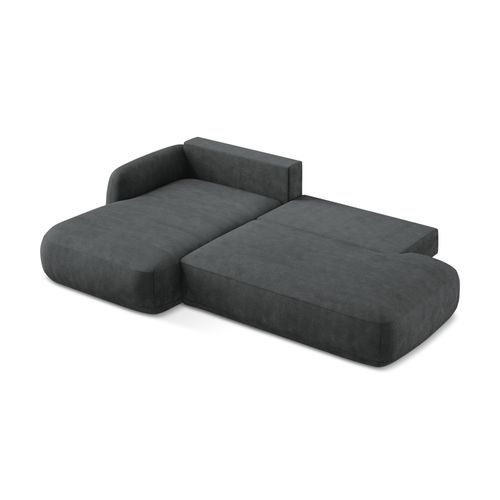 Canapé D’angle 3 Places Gauche Convertible Hale En Tissu Chenille Gris Foncé