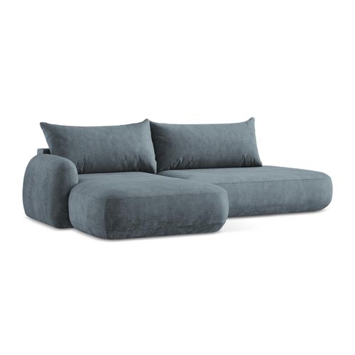 Canapé D’angle 3 Places Gauche Convertible Hale En Tissu Chenille Jeans