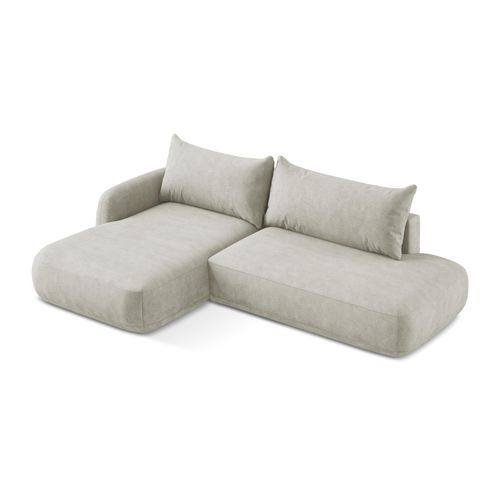 Canapé D’angle 3 Places Gauche Convertible Hale En Tissu Chenille Perle