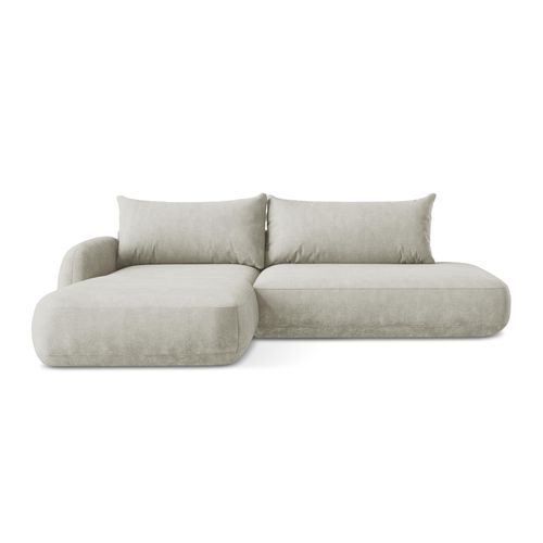 Canapé D’angle 3 Places Gauche Convertible Hale En Tissu Chenille Perle