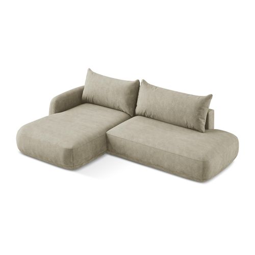 Canapé D’angle 3 Places Gauche Convertible Hale En Tissu Chenille Beige