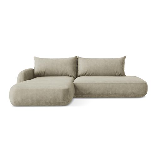 Canapé D’angle 3 Places Gauche Convertible Hale En Tissu Chenille Beige