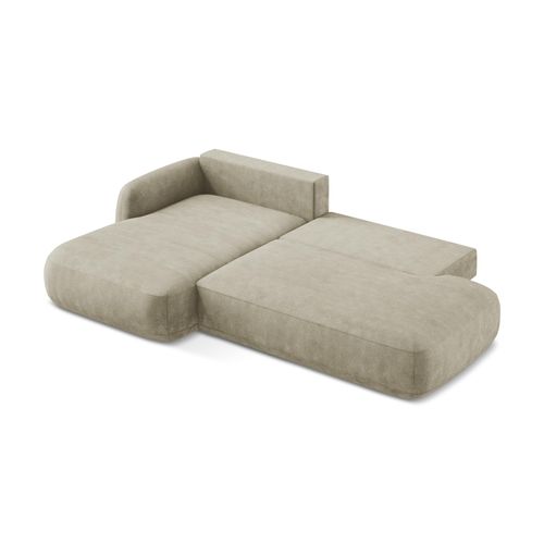 Canapé D’angle 3 Places Gauche Convertible Hale En Tissu Chenille Beige