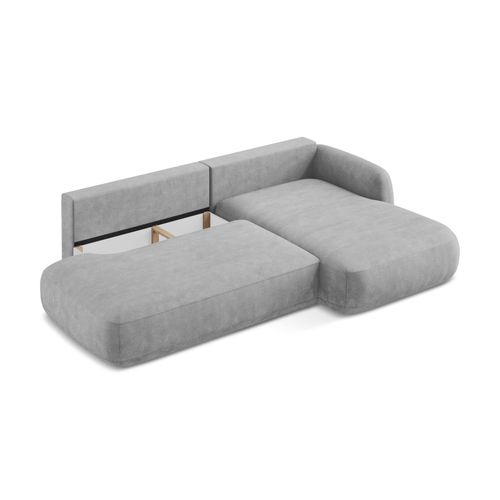 Canapé D'angle Droit Convertible Hale En Tissu Chenille Gris Clair