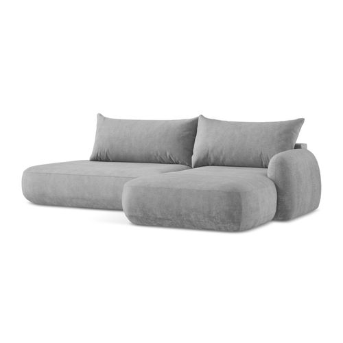 Canapé D'angle Droit Convertible Hale En Tissu Chenille Gris Clair