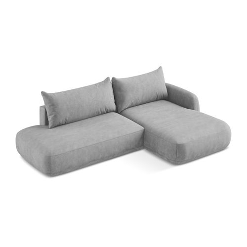 Canapé D'angle Droit Convertible Hale En Tissu Chenille Gris Clair