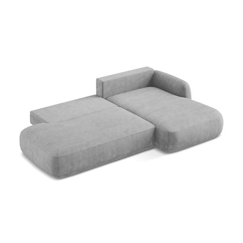 Canapé D'angle Droit Convertible Hale En Tissu Chenille Gris Clair